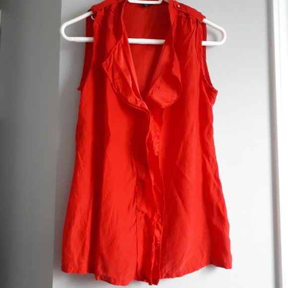 Teenflo Vermillion 100% Silk SleevelessTop - Picture 1 of 6